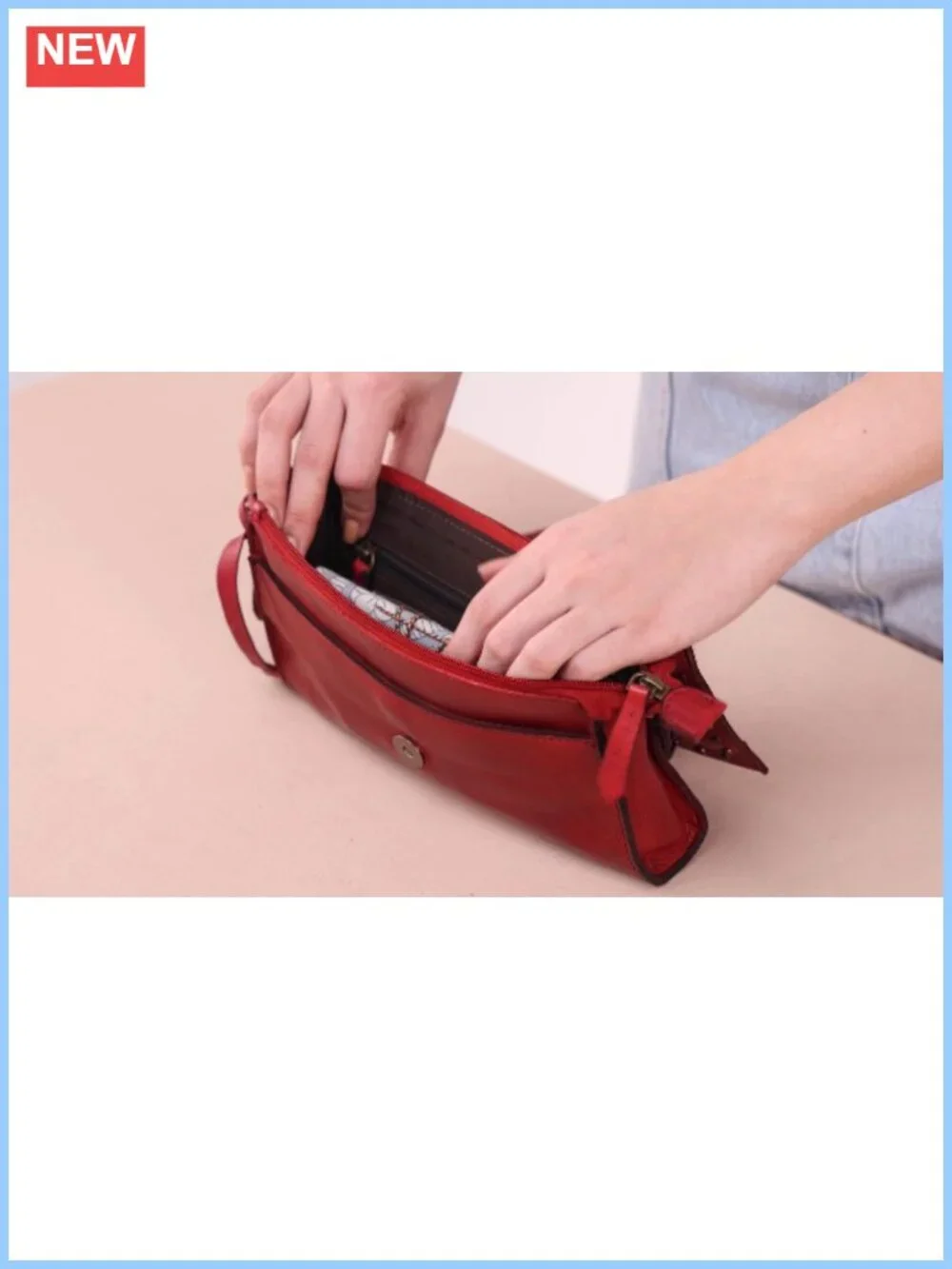 Genuine Italian Leather Boho Studded Crossbody Bag - Women's